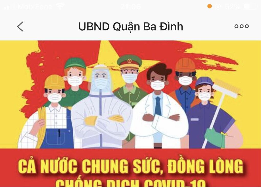 Nhân dân, cán bộ quận Ba Đình đoàn kết, đồng lòng thực hiện nghiêm các quy định phòng, chống dịch, phấn đấu giảm cấp độ dịch trên địa bàn