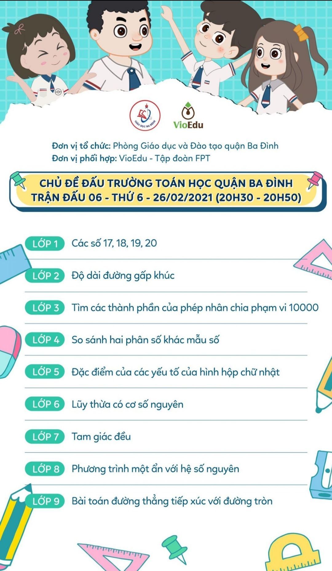 Đấu trường Toán vòng sơ loại trận đấu thứ 6