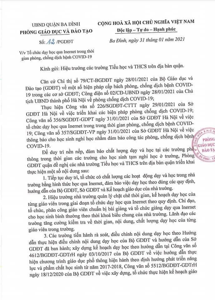 Dạy học trực tuyến trong thời gian phòng, chống dịch bệnh COVID-19