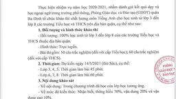 Tổ chức thi khảo thí Tiếng Anh năm học 2020 - 2021