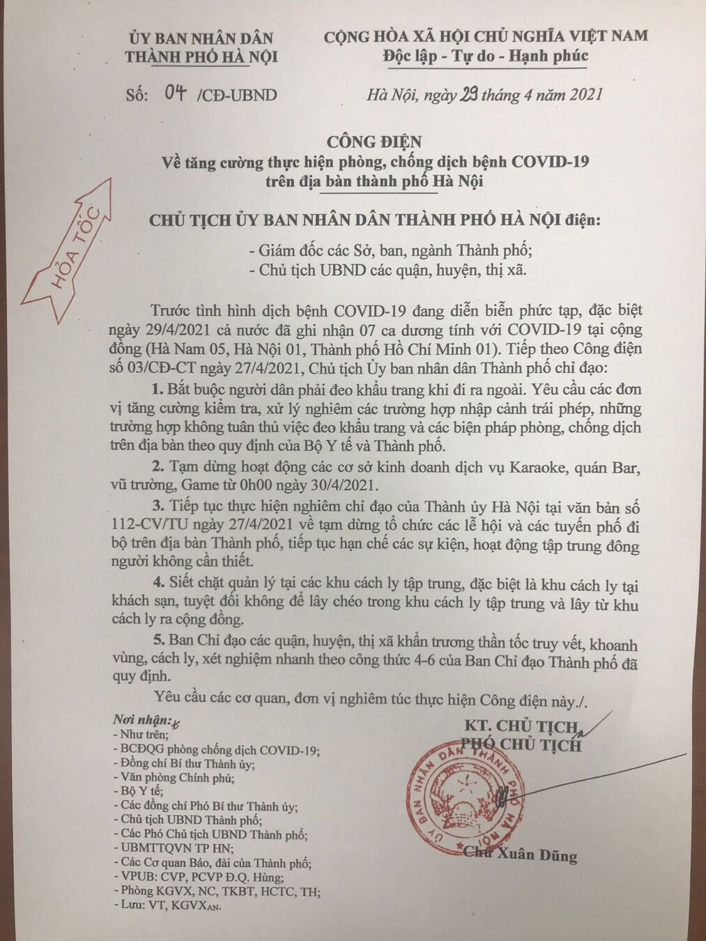 Tăng cường thực hiện phòng chống dịch Covid-19 trên địa bàn Hà Nội