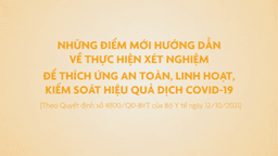 05 ĐIỂM MỚI HƯỚNG DẪN XÉT NGHIỆM ĐỂ THÍCH ỨNG AN TOÀN, LINH HOẠT, KIỂM SOÁT HIỆU QUẢ DỊCH COVID-19