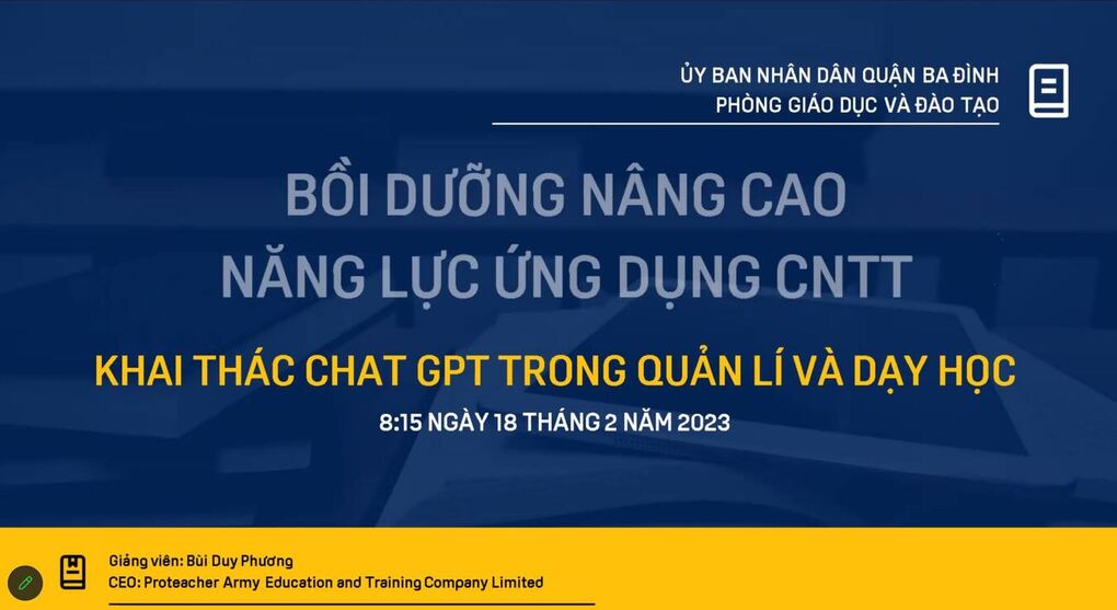 Bồi dưỡng năng lực ứng dụng CNTT qua buổi tập huấn chuyên đề “Khai thác ứng dụng ChatGPT trong quản lý và dạy học”