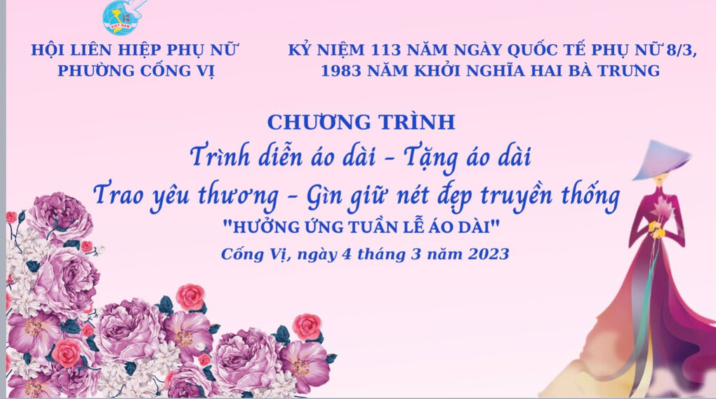 Hội Liên hiệp Phụ nữ phường Cống Vị tổ chức kỷ niệm 103 năm ngày Quốc tế Phụ nữ 8/3 và kỷ niệm 1973 năm Khởi nghĩa Hai Bà Trưng